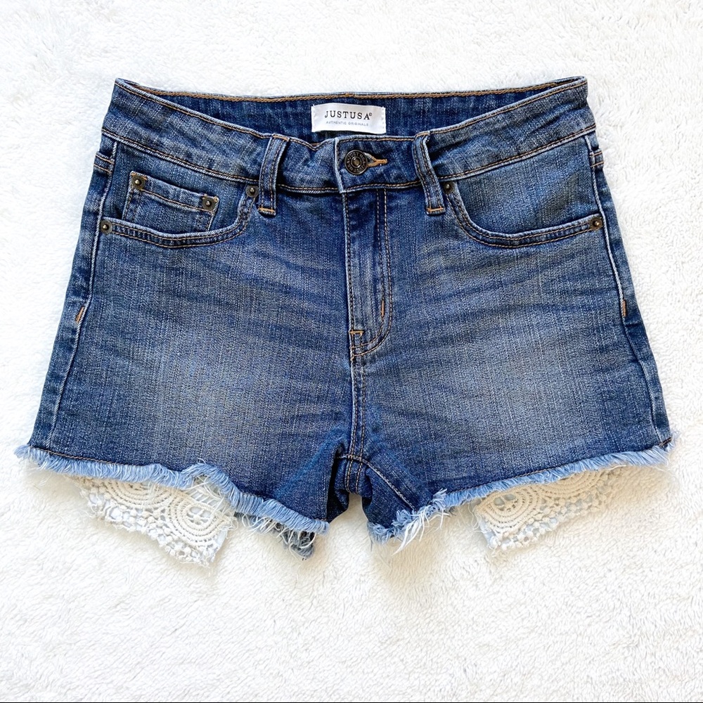 Just USA distressed and frayed jean shorts